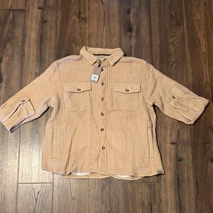 Men's Casual Button-Down Shirt in Light Beige